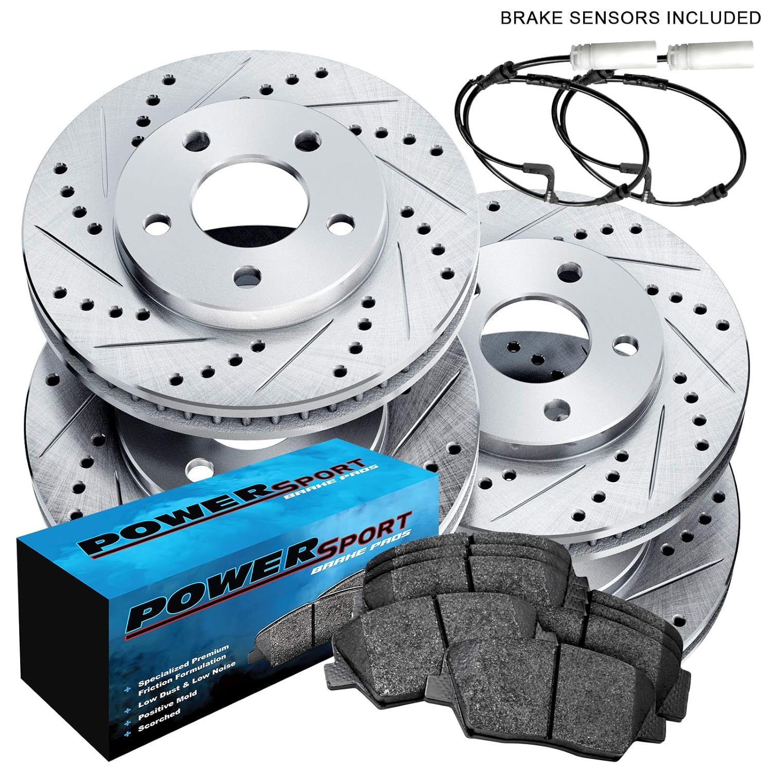 Fit 2002-2005 Mini Cooper Front Rear PSport Drill Slot Brake Rotors+Ceramic Pads